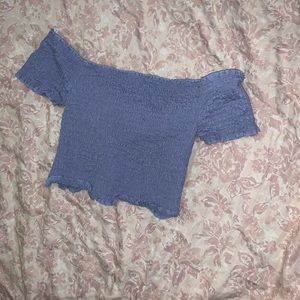 Forever 21 Purple Ruched Crop Top Lace Up Back